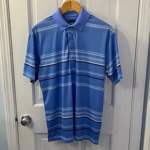 PGA Tour Men's Polo Shirt in Blue and White Stripes size Medium golf polo